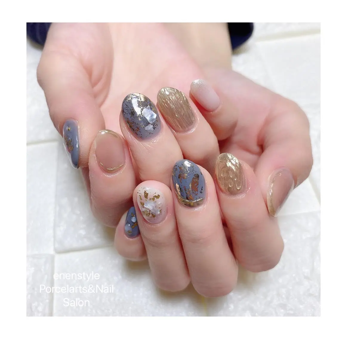 ミディアム ネイル ハンドネイル 🐾enen style 🐾のネイルデザイン