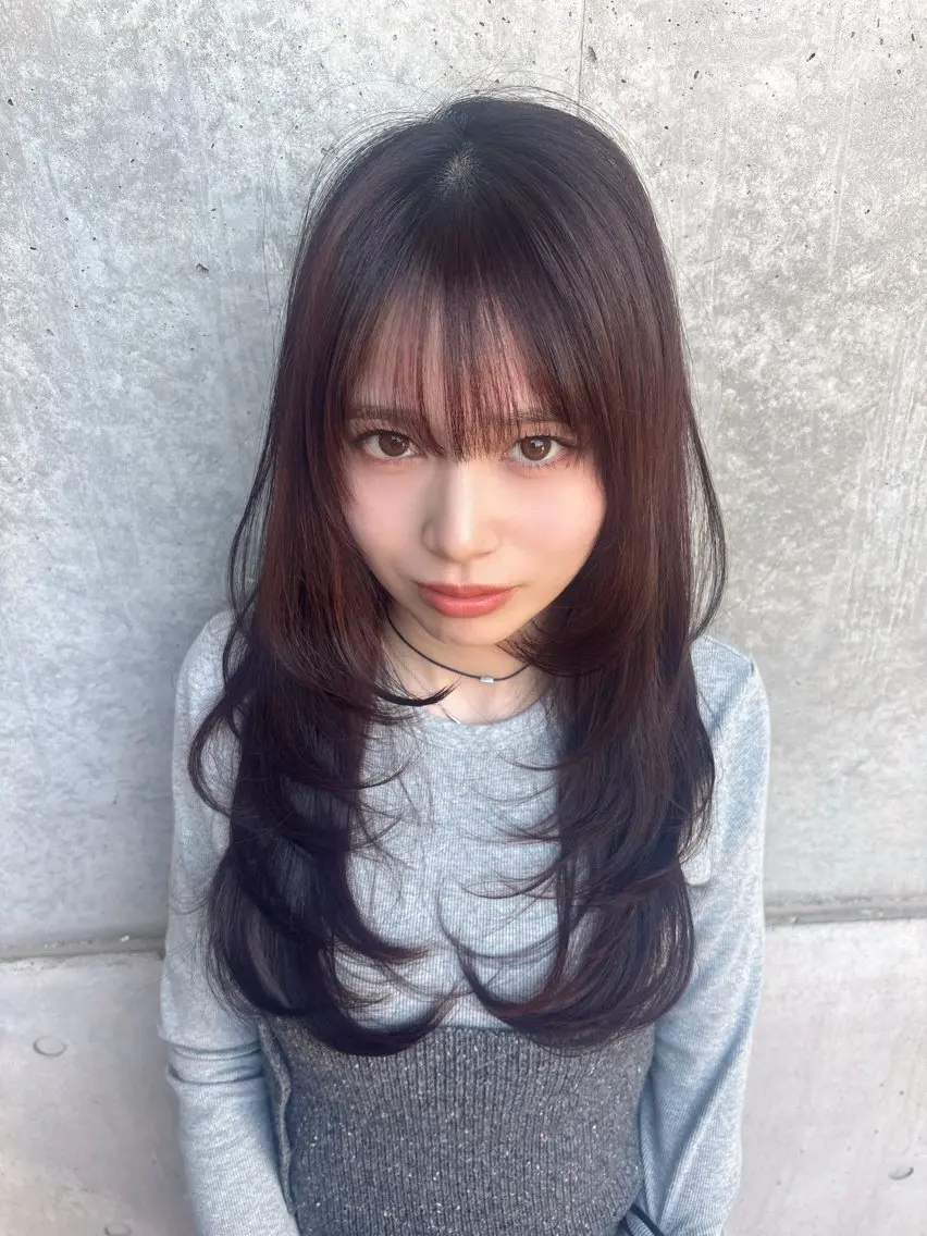 ロング ♡⃛₊暗髪艶カラー /レイヤー♡⃛にこのヘアスタイル