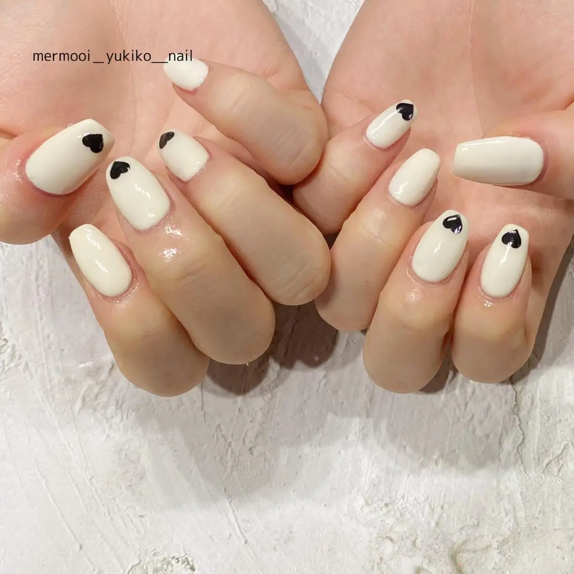 ネイル アートネイル ハート 韓国ネイル シンプルネイル ネイルチップ mermooi nailのネイルデザイン