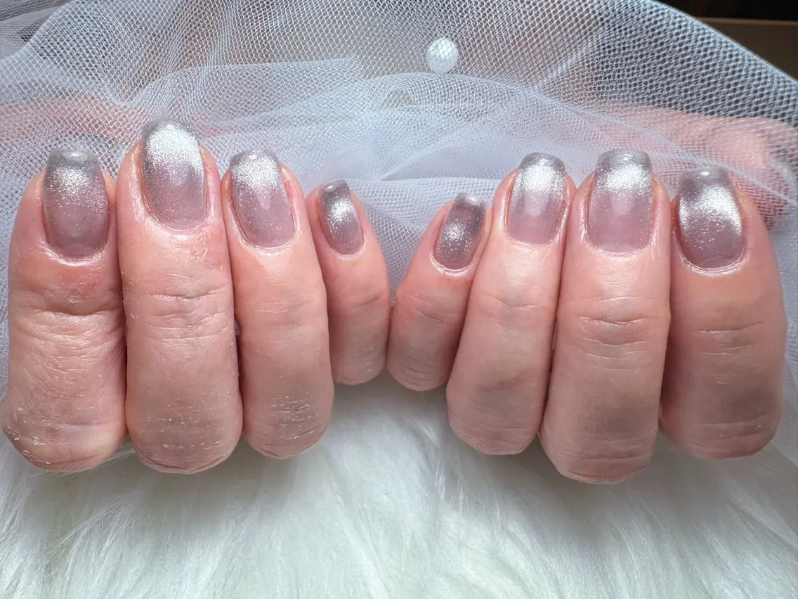 ネイル ブルー フレンチネイル マグネットネイル マグネットフレンチ ハンドネイル Nail Salon K&Rのネイルデザイン