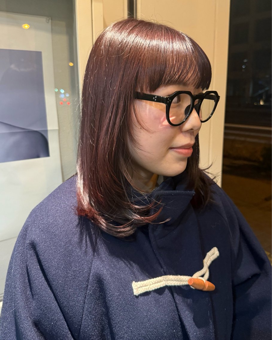 ミディアム ワイドバング カット ヘアカラー 藤澤 聖奈のヘアスタイル