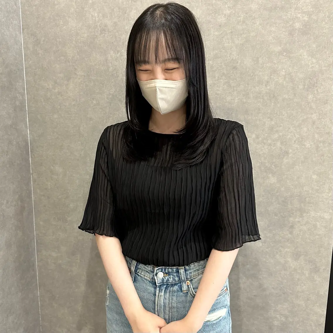 セミロング カラー はちすか るかのヘアスタイル