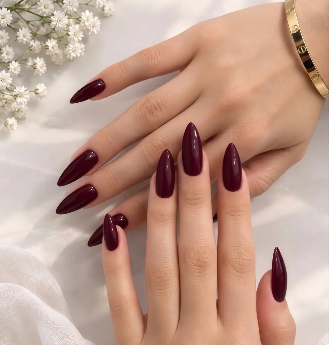 ネイル べっ甲ネイル ボルドー ブラウン チークネイル 長さ出し ハンドネイル ハンドケア NEW NAIL池袋 YUKI❤️‍🔥のネイルデザイン