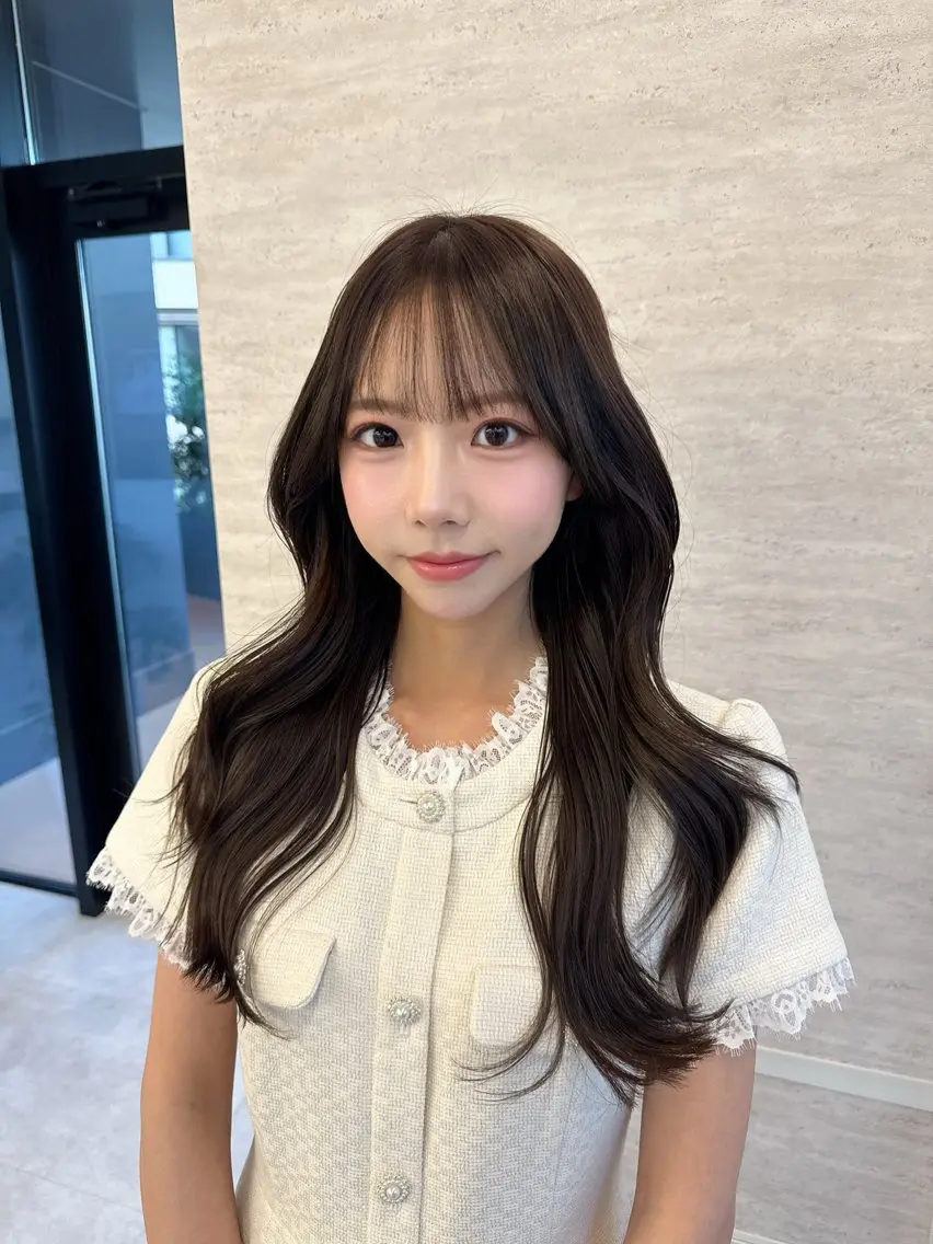 ロング カラー ヘアアレンジ ヘアカラー トリートメント 韓国レイヤーカット/ 儚げカラーチナツのヘアスタイル