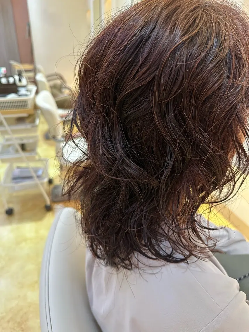 ミディアム パーマ ミディアムパーマ レイヤーカット パーマ シュヴー門前仲町 マサゴのヘアスタイル