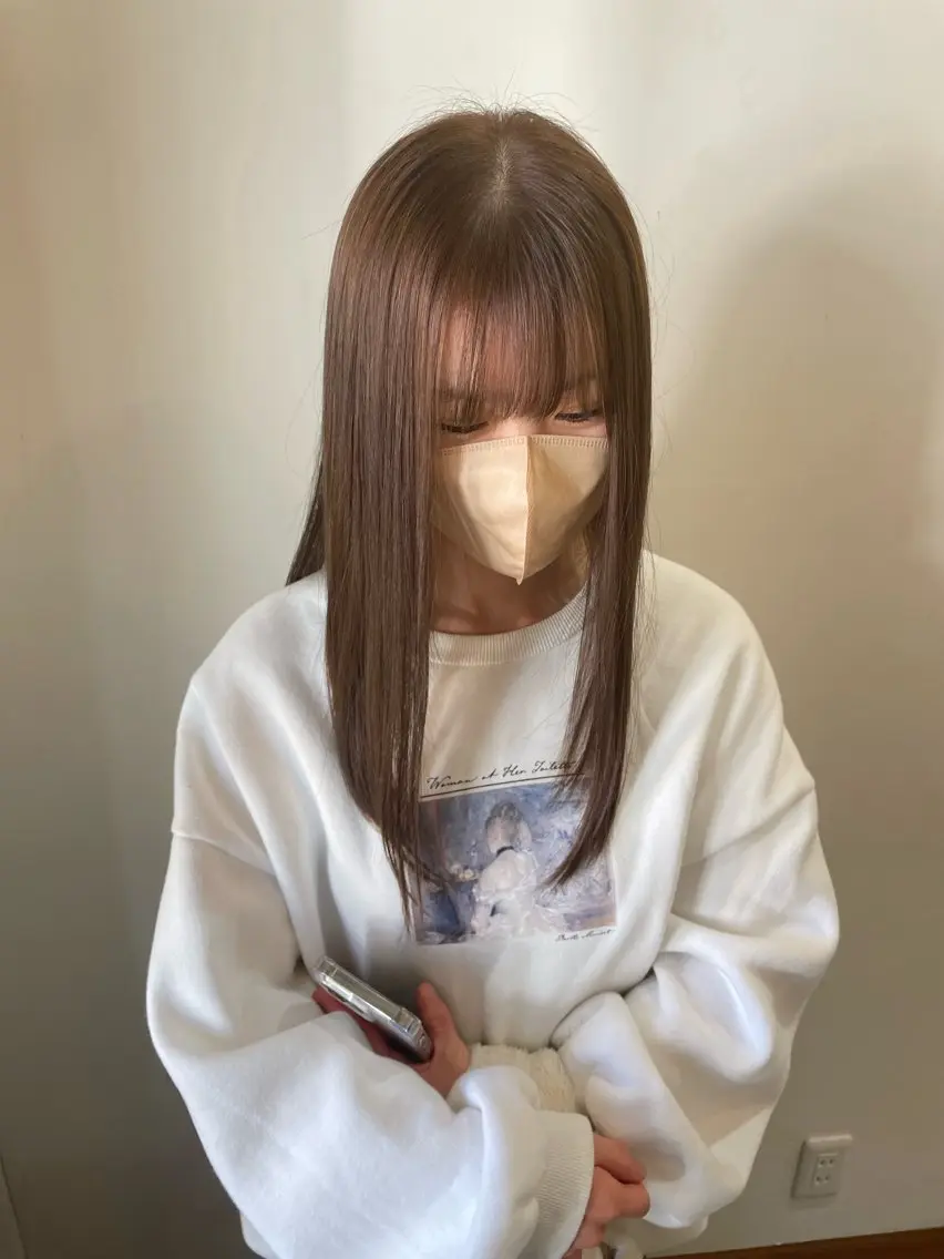 カラー ベージュカラー ブリーチ 透明感カラー ブリーチなしカラー 小野楓未 ブリーチ/ 透明感カラー🩵のヘアスタイル