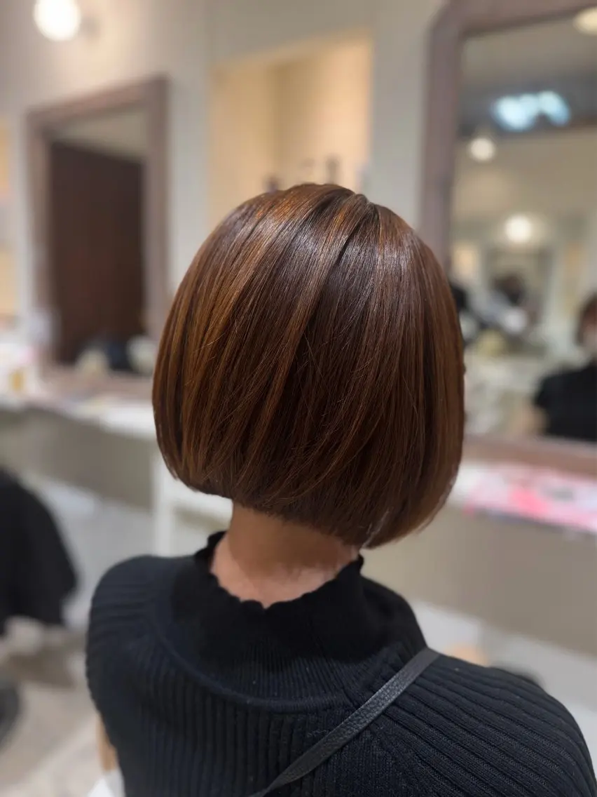 ショート ボブ 縮毛矯正 カット 縮毛矯正 トリートメント NICCOLO室見 Erinaのヘアスタイル