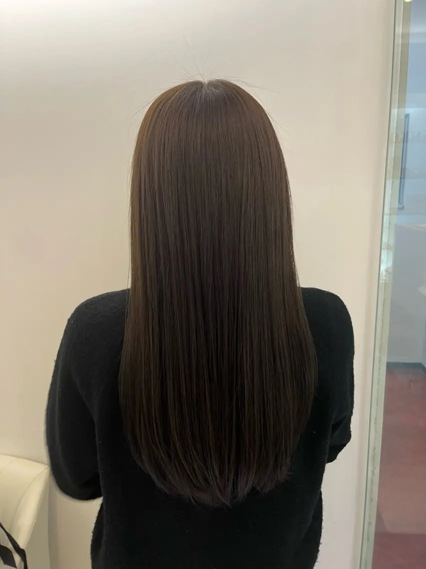 ロング パーマ カット 縮毛矯正 トリートメント コテ巻き風パーマ 藤澤　知彌のヘアスタイル
