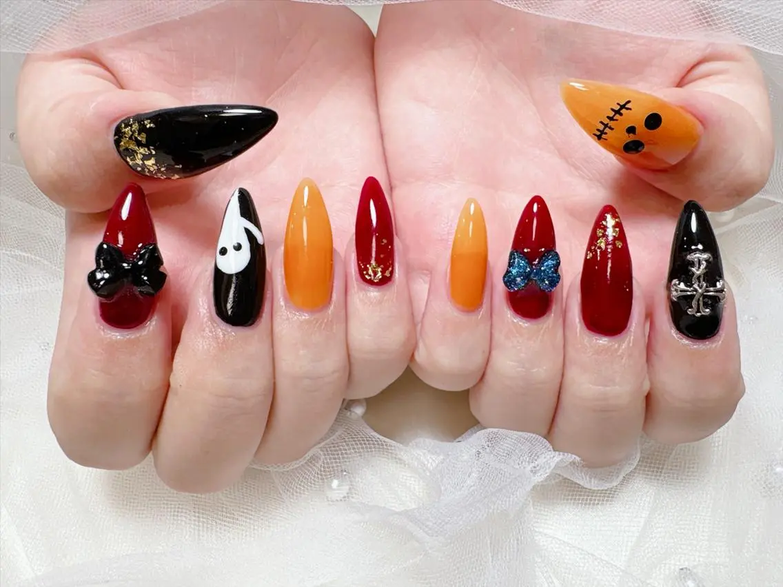 ネイル ハロウィン 持ち込み オフィスネイル スカルプネイル ハンドネイル ハンドケア 🦋 MiKi 🦋 ネイルサロンのネイルデザイン