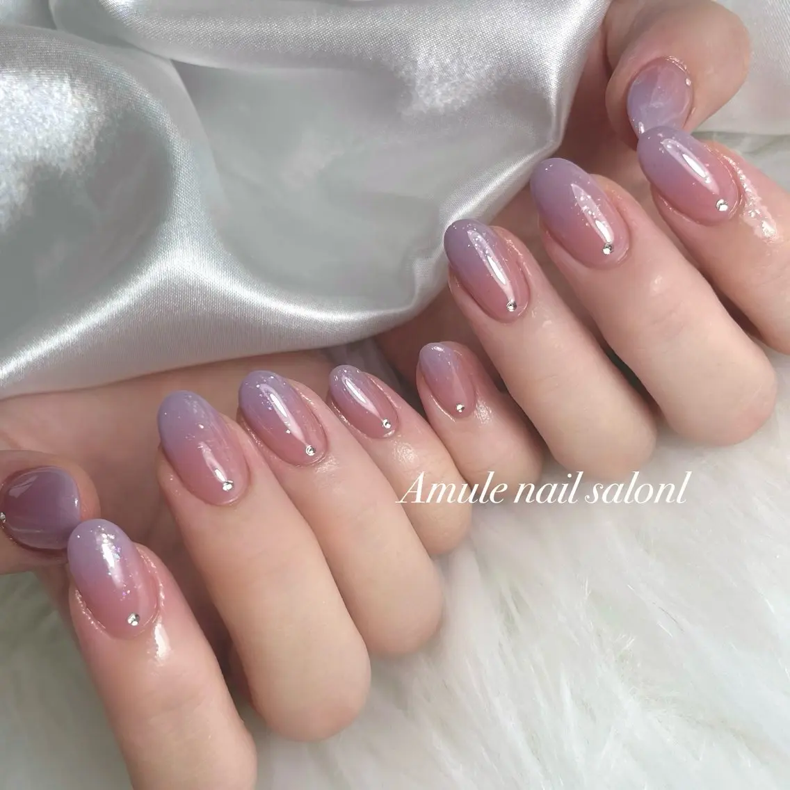 ネイル キラキラネイル ピンク パープル ハンドネイル Amule nailsalonのネイルデザイン