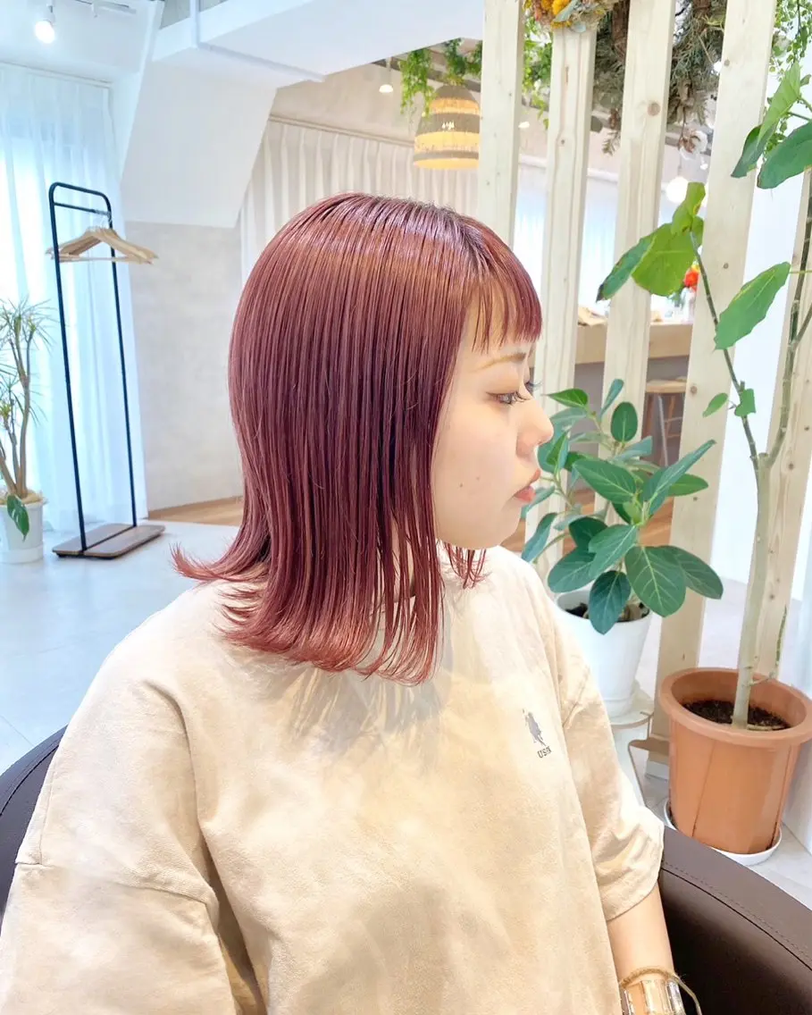 ミディアム カラー ピンクカラー moro 丁寧なカウンセリングのヘアスタイル