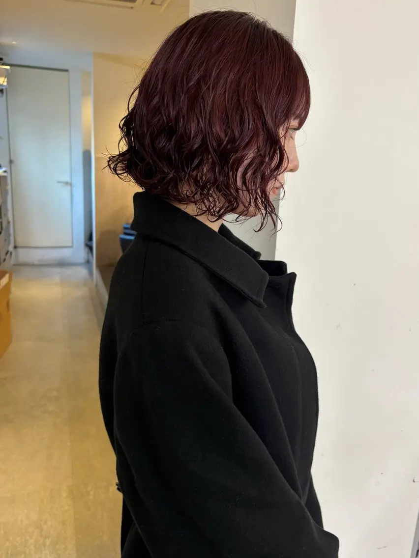 カラー ブリーチ ブリーチなしカラー レッドカラー ヘアカラー ボブ 暖色カラー /rinkaのヘアスタイル