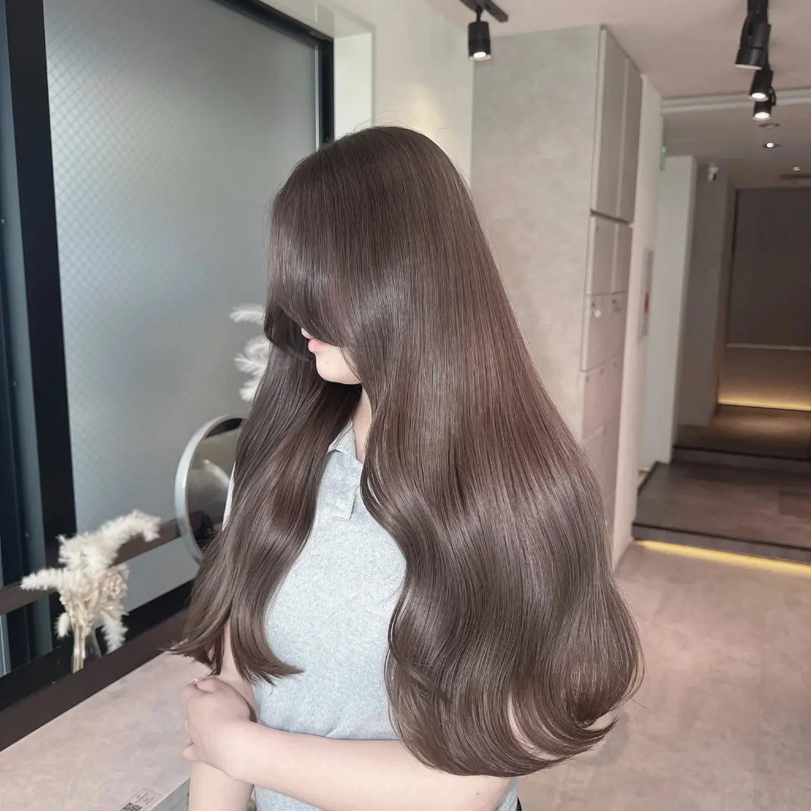 ロング ヘアカラー ミルクティー/韓国ヘ アHaruka🎀のヘアスタイル