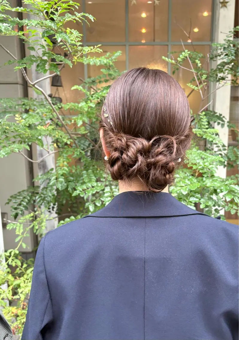 セミロング お団子ヘア ヘアセット 鈴木 奈波のヘアスタイル