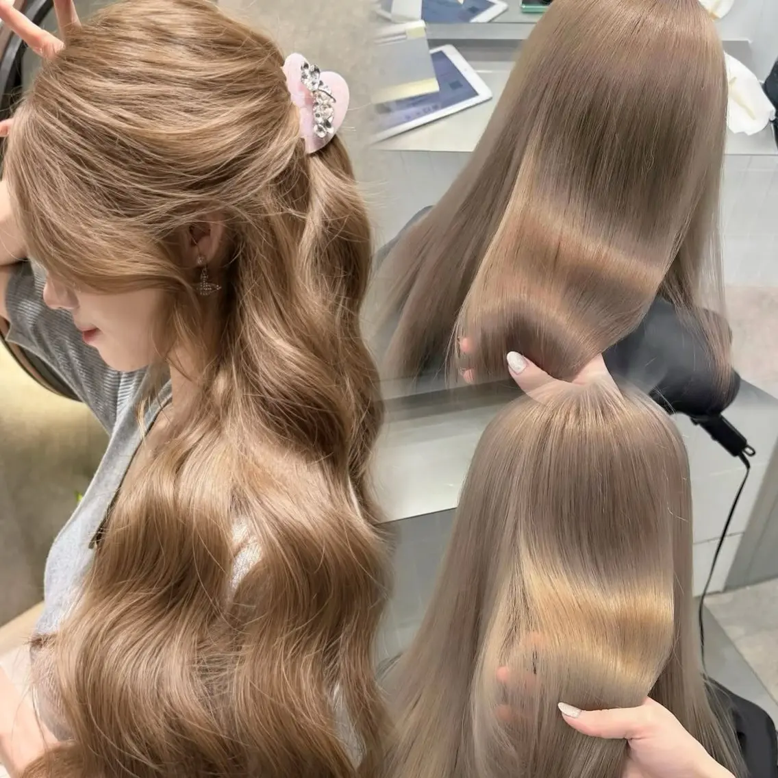 カラー ヘアカラー saho😶️️꙳⟡ ミルクティーベージュのヘアスタイル