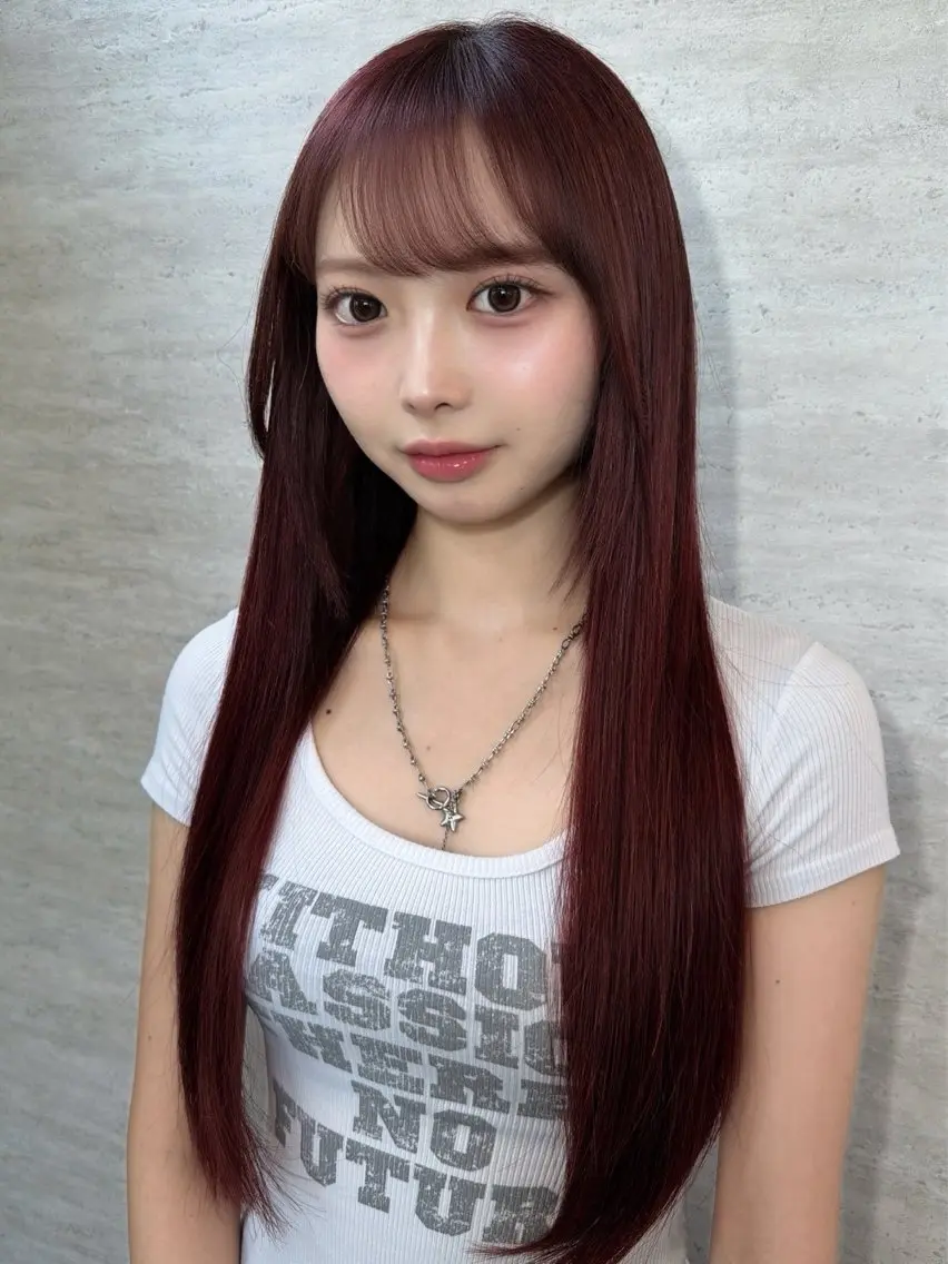 ロング カラー ヘアアレンジ カット ヘアカラー トリートメント 韓国レイヤーカット/ 儚げカラーチナツのヘアスタイル