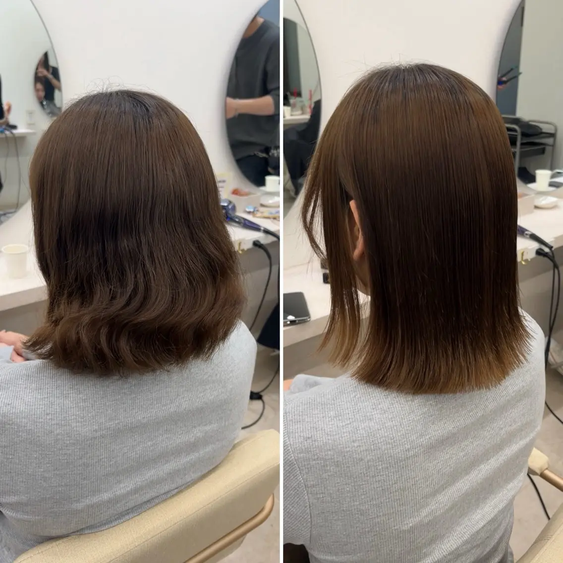ミディアム カット ヘアカラー 縮毛矯正 トリートメント 髪質改善/縮毛矯正 梅田茶屋町/西尾祐作のヘアスタイル