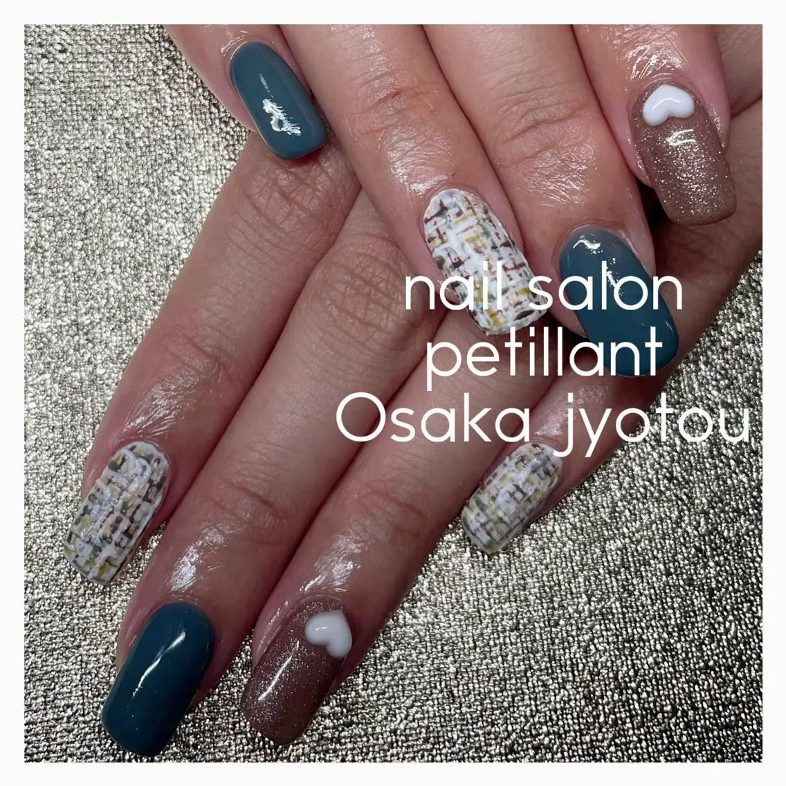 ネイル ブルー nail salon petillantのネイルデザイン