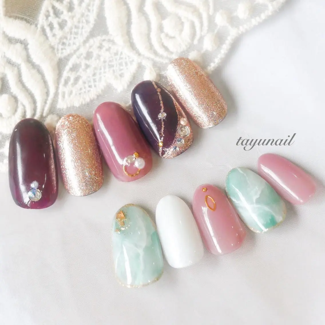 ネイル アートネイル ブルー ジェルネイル ニュアンスネイル ワンカラーネイル ネイルサロン 【たゆnail】のネイルデザイン