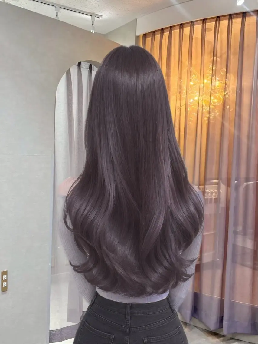 ロング ヘアカラー トリートメント ゆうな/レイヤー/ ラベンダー/髪質改善のヘアスタイル