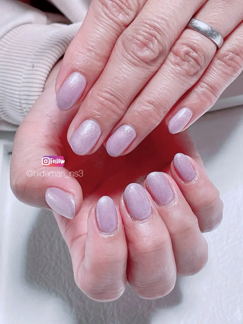 ネイル ラメ(グリッター) ワンカラーネイル ピンク ハンドネイル NailSalon ひだまりのネイルデザイン