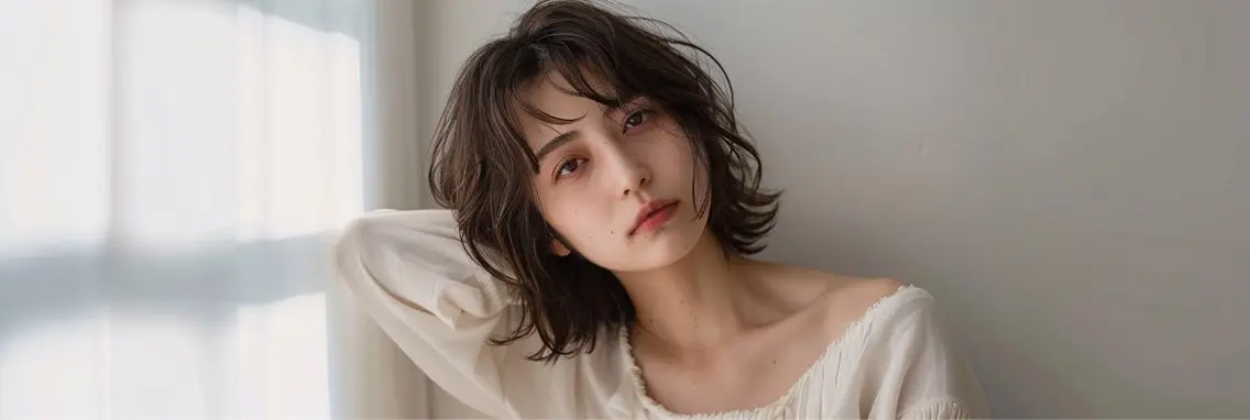 ミディアム カラー ミディアムパーマ バレイヤージュ ブリーチ ケアブリーチ ダブルカラー カット ヘアカラー トリートメント オーナースタイリスト 奈須雄紀のヘアスタイル