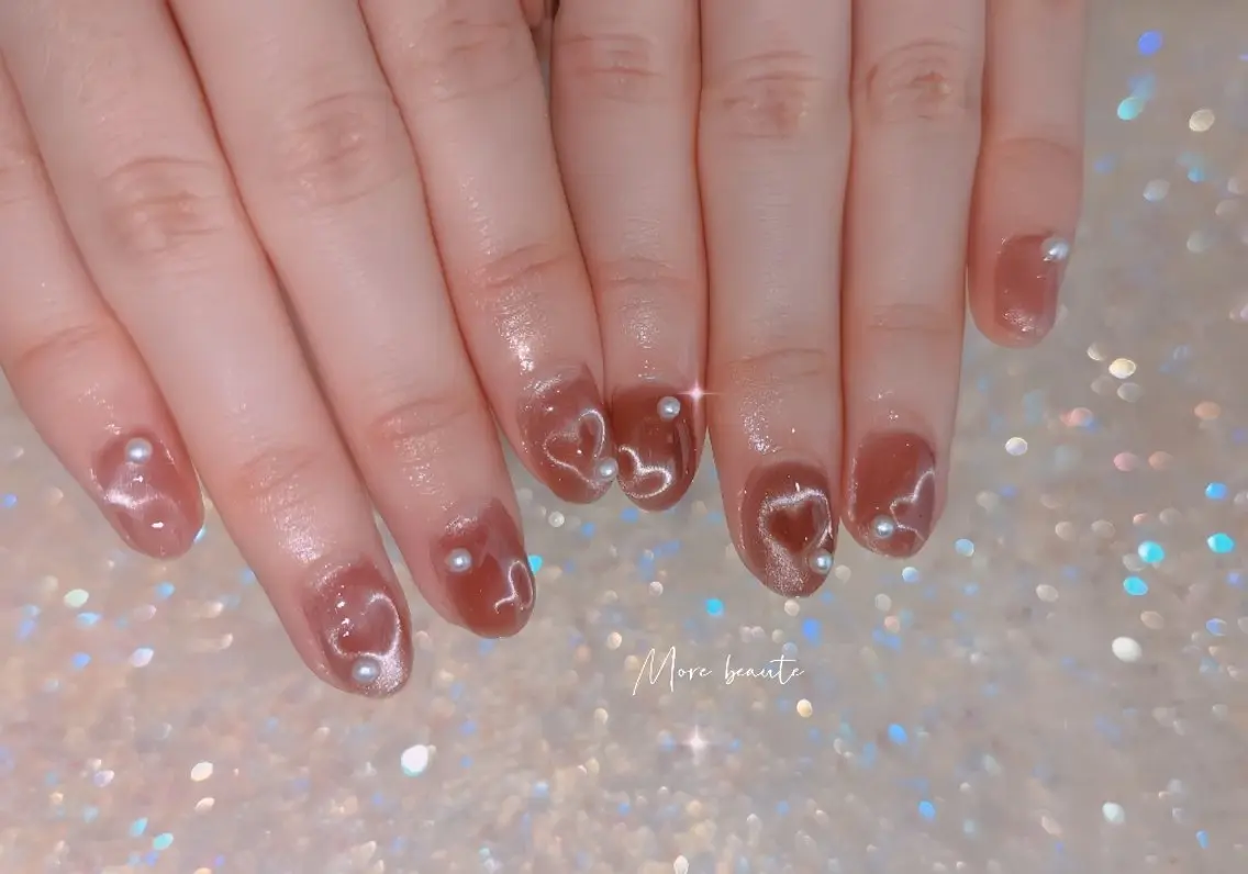 ネイル アートネイル ジェルネイル ハート 韓国ネイル マグネットネイル ハンドネイル I LOVE ME NAIL.。.:*♡のネイルデザイン