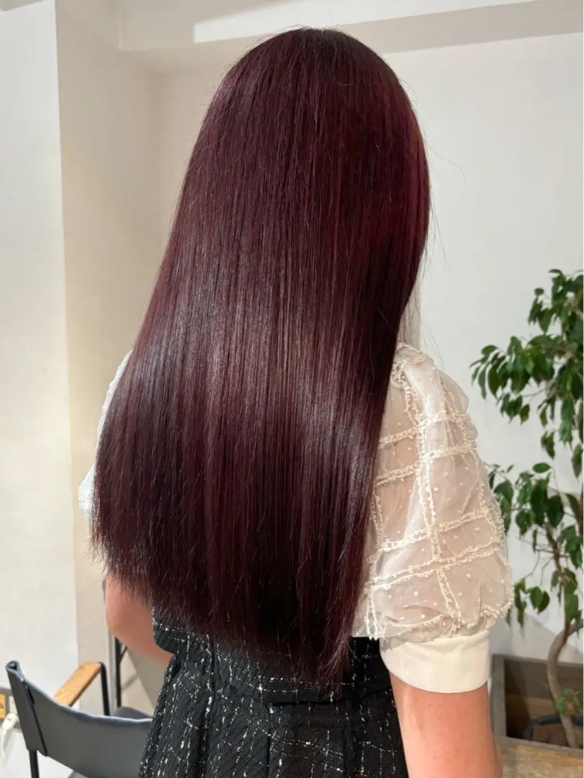 ロング カラー ブリーチ ブラウンカラー カシス ブリーチなしカラー ピンクカラー ヘアカラー トリートメント 🪐ブリーチ/透明感 🪐HARUKAのヘアスタイル