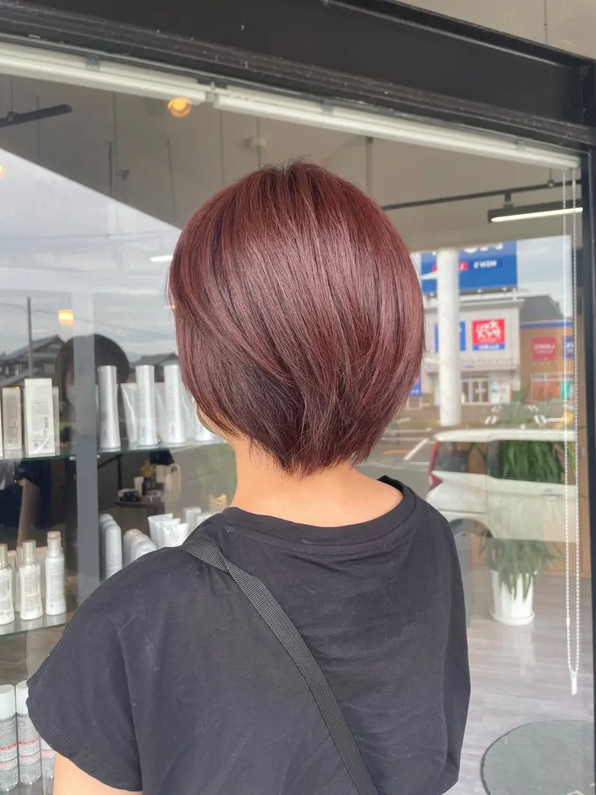 ショート カラー ブラウンカラー レッドカラー レッドブラウン マキノ キョウカのヘアスタイル