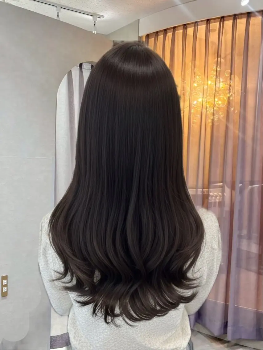ロング ヘアカラー トリートメント ゆうな/レイヤー/ 顔周り/髪質改善のヘアスタイル
