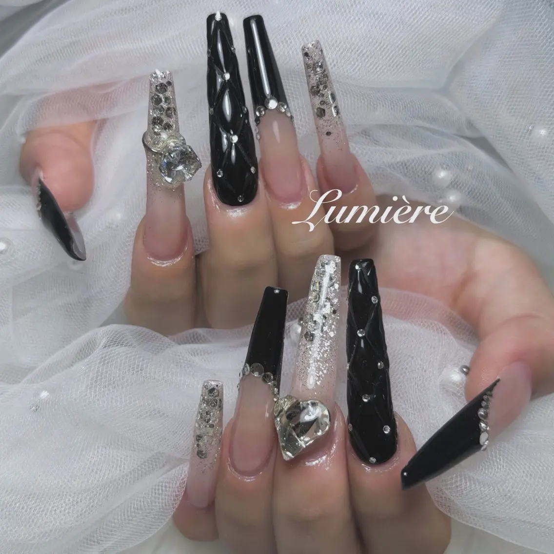 ネイル ロングネイル スーパーロングネイル ハンドネイル Lumière｜ ロング｜ワンホンのネイルデザイン