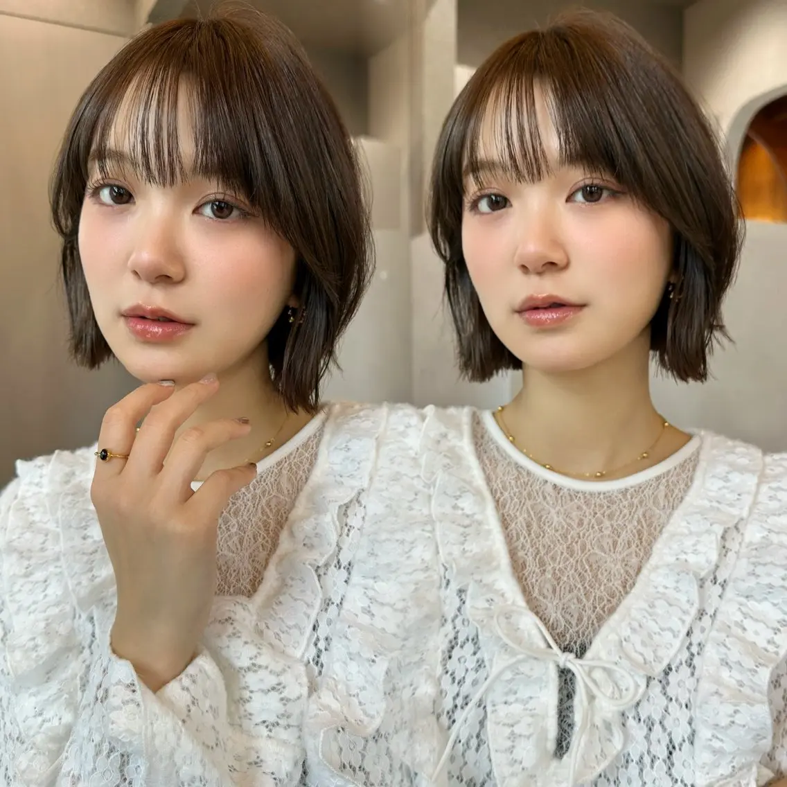 ミディアム カット ヘアカラー ボブ　フレンチボブ/ レイヤー縮毛Yukiのヘアスタイル