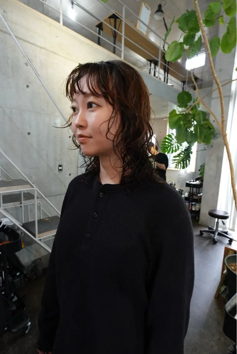 ミディアム カラー パーマ ミディアムパーマ 大林 エリコのヘアスタイル
