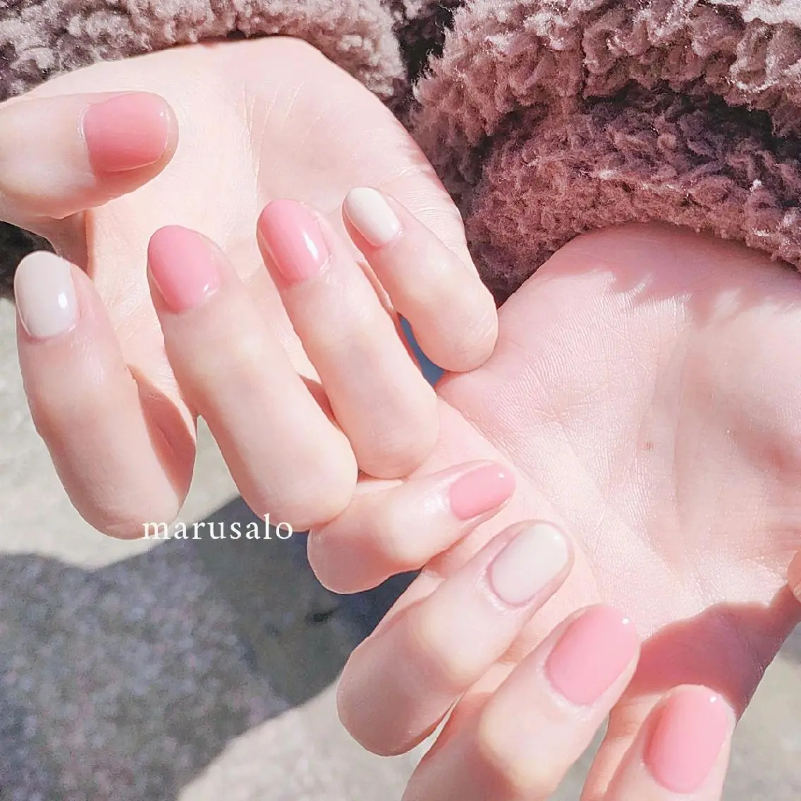 ネイル オフィスネイル ワンカラーネイル ピンク ショートネイル シンプルネイル ハンドネイル marusalo nailのネイルデザイン