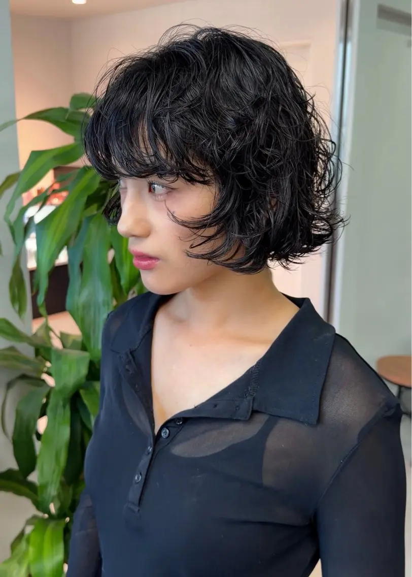ショート パーマ ボブ 髪質改善 韓国風ヘア レイヤーカット デジタルパーマ 小田 晃瑛のヘアスタイル