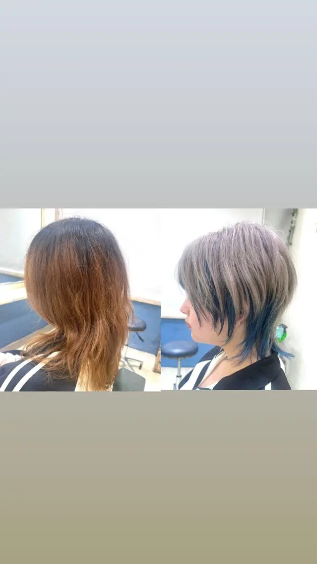 ショート カラー ベージュカラー ブリーチ ブルーカラー シルバー シルバーベージュ たけかわ みずきのヘアスタイル