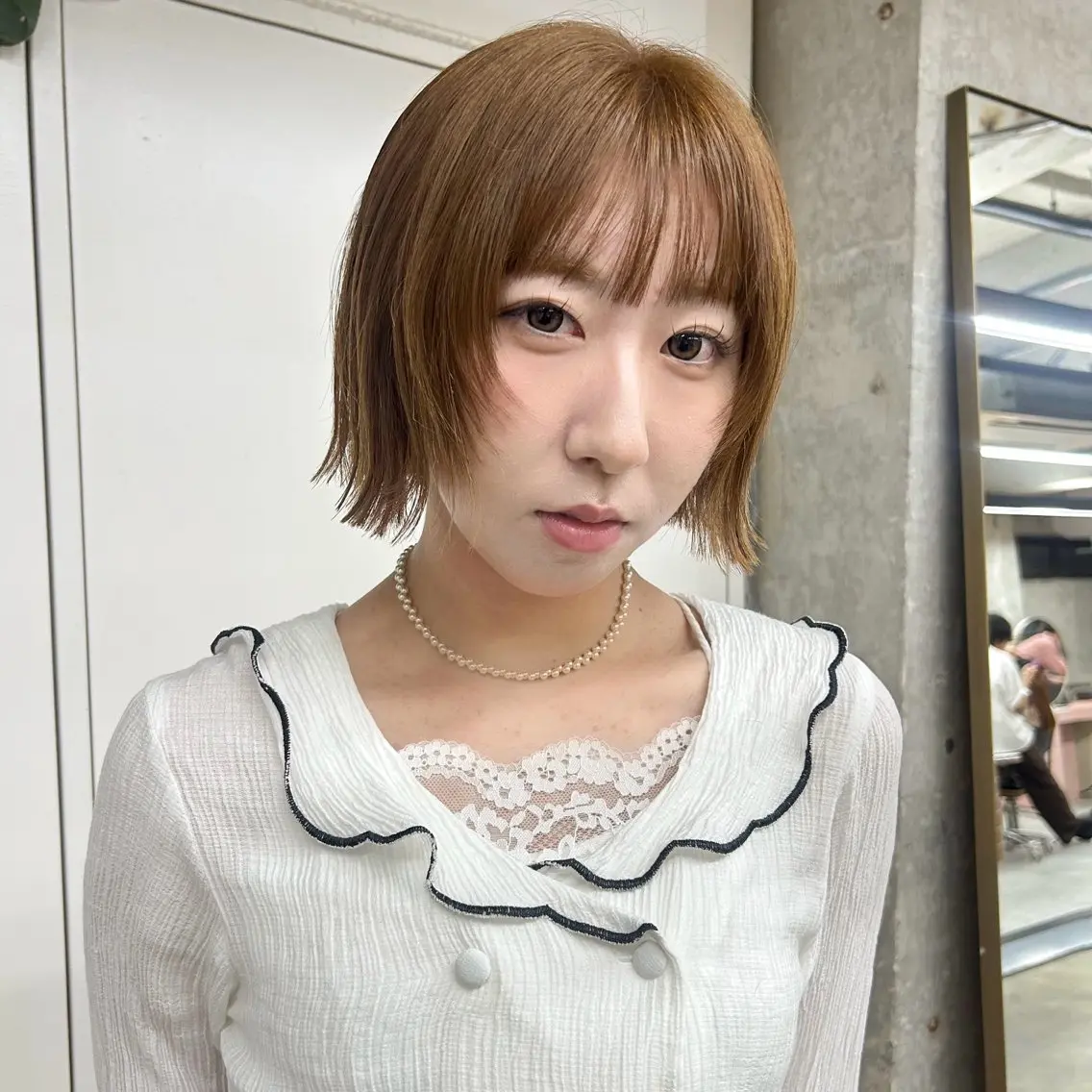 ミディアム カラー ベージュカラー ブリーチ ダブルカラー ハイトーンカラー ブリーチなしカラー ヘアカラー 伊藤ほのか/パーマ /酸性ストレートのヘアスタイル