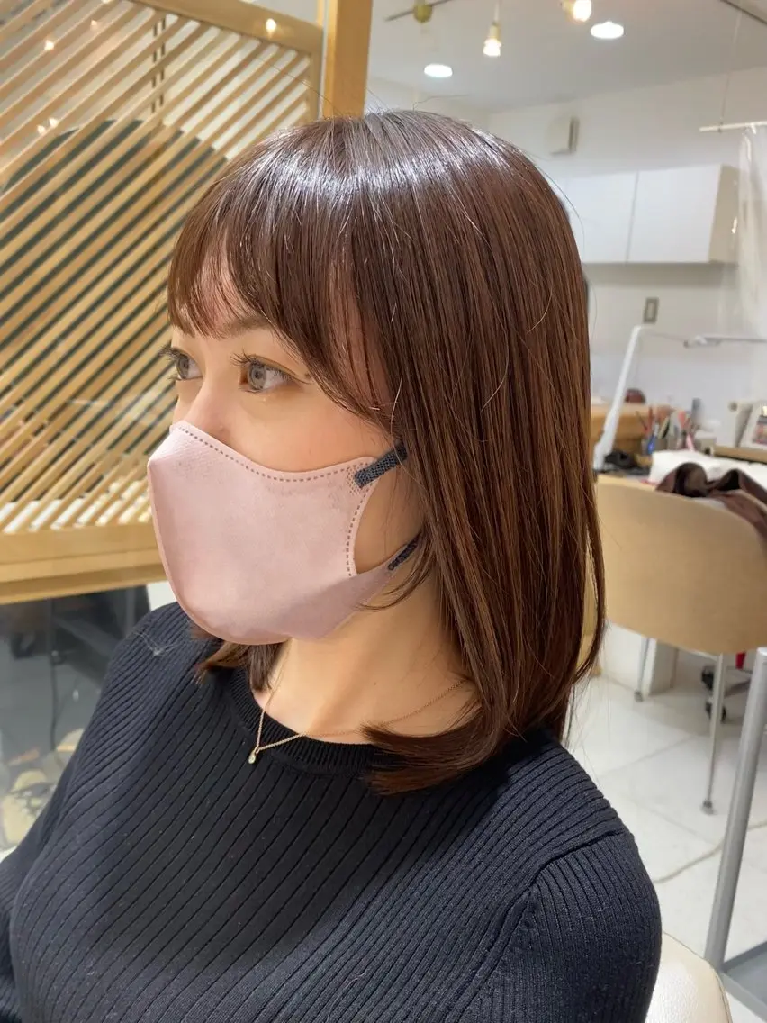 セミロング カラー カット ヘアカラー トリートメント 安永 涼のヘアスタイル