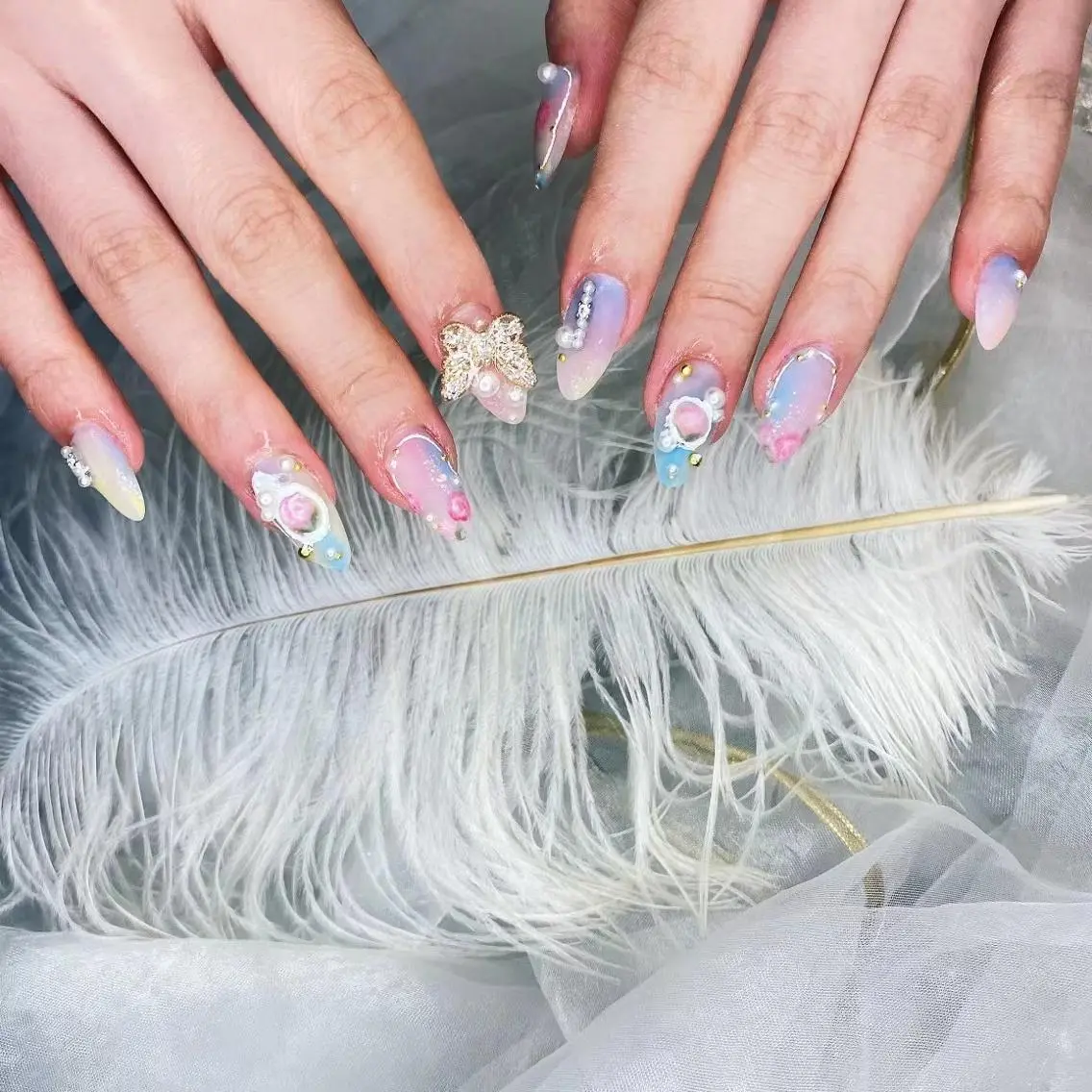 ネイル 大理石ネイル(マーブル) パステルネイル ストーンネイル Babarla Nailのネイルデザイン