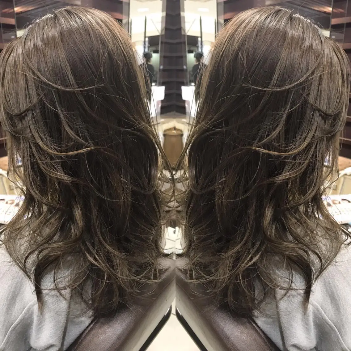 セミロング カラー シールエクステ⭐️ オオミタクヤのヘアスタイル