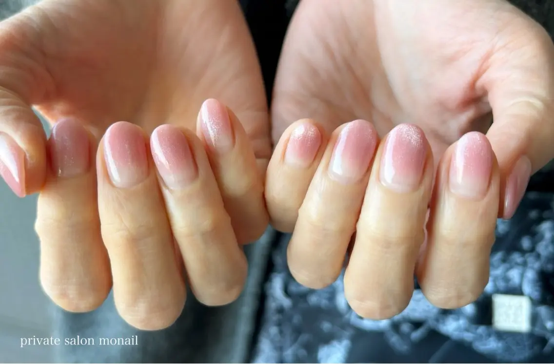 ネイル グラデーション マグネットネイル ピンク ハンドネイル nail salon monailのネイルデザイン