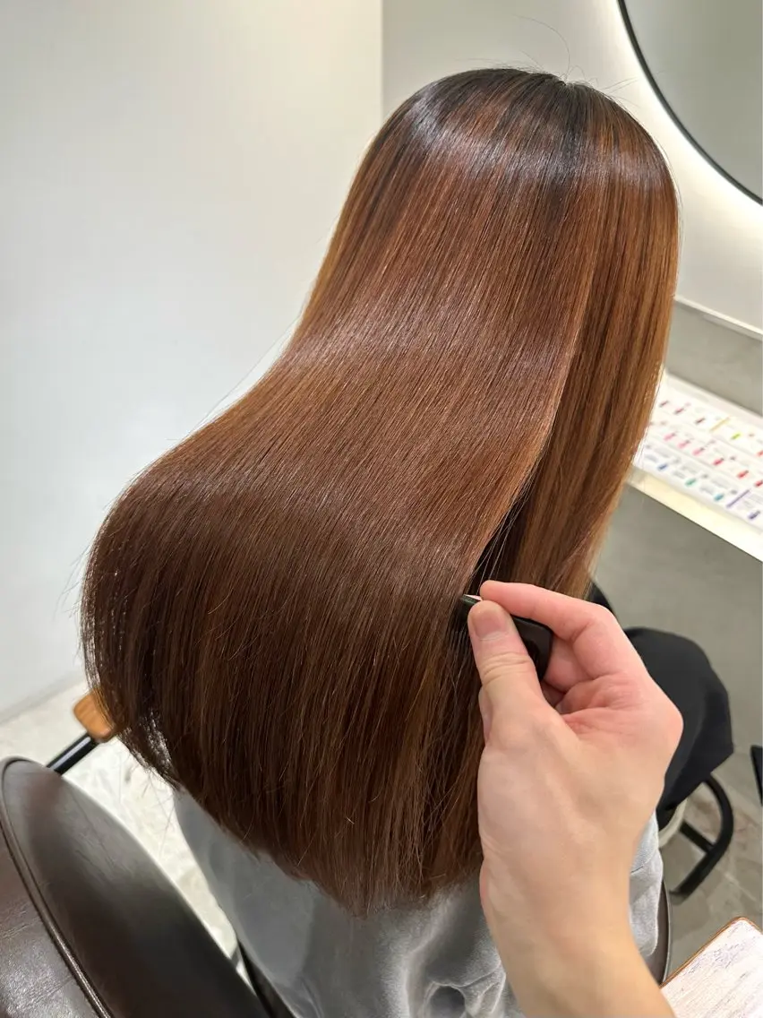 セミロング カット 縮毛矯正 トリートメント 髪質改善 縮毛矯正/ レイヤー/銀座/本木のヘアスタイル