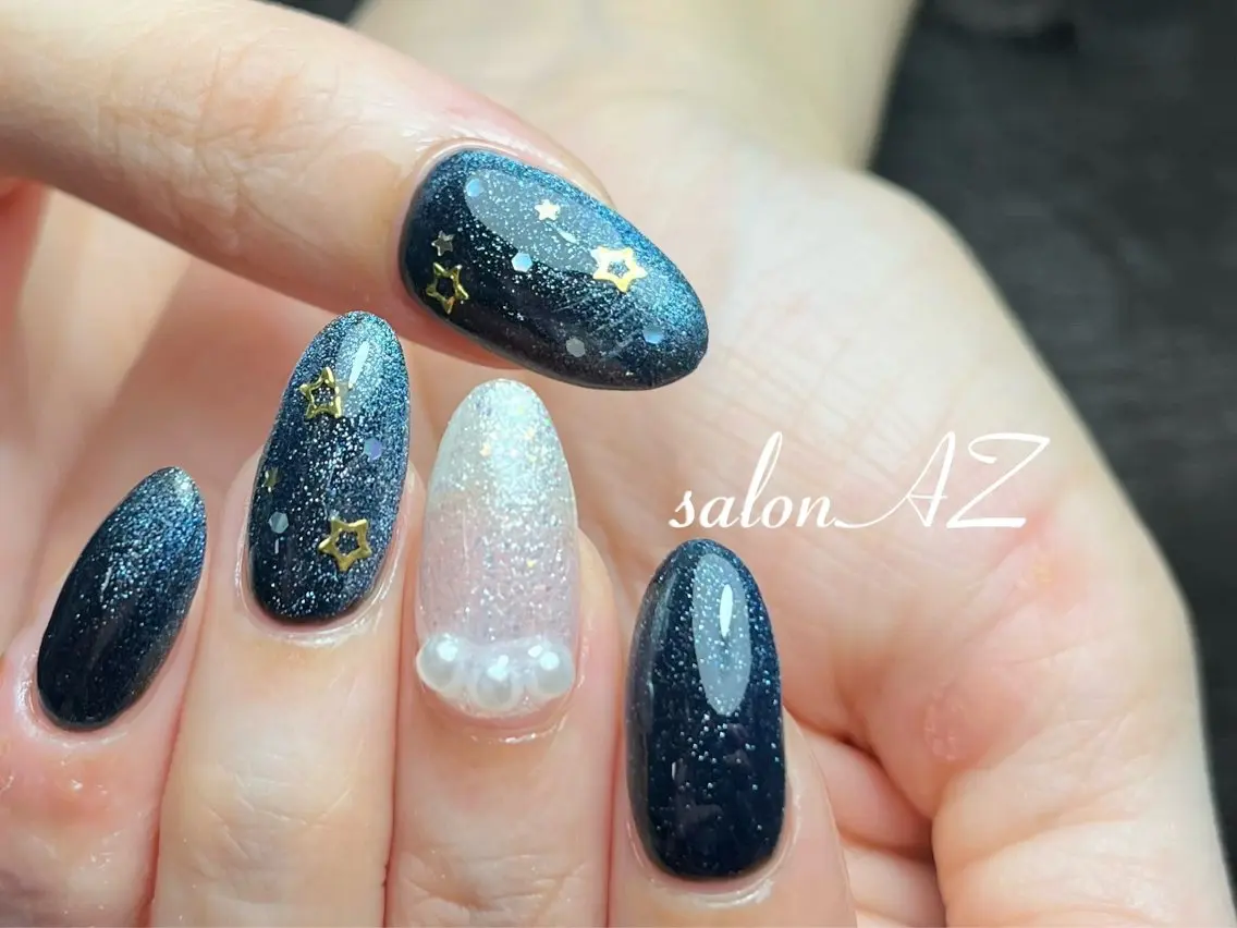 ネイル 長さ出し フットネイル フレンチネイル マグネットネイル ニュアンスネイル salon AZのネイルデザイン