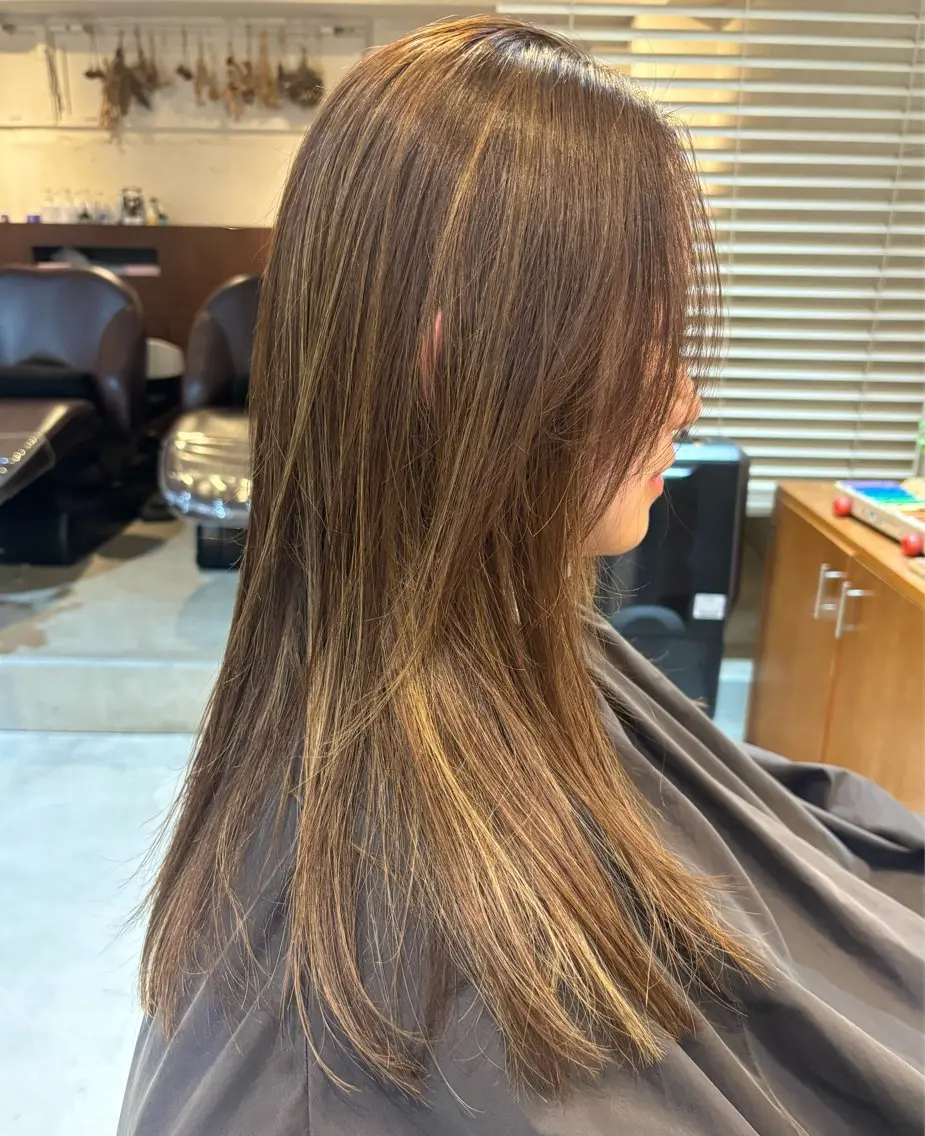 セミロング カラー ハイライトカラー ハイライト ファッションに 溶け込むstyleのヘアスタイル