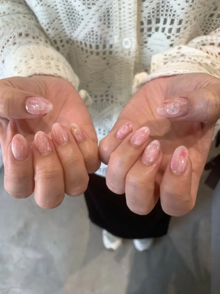 ネイル ピンク ホワイト ななえ ☆のネイルデザイン