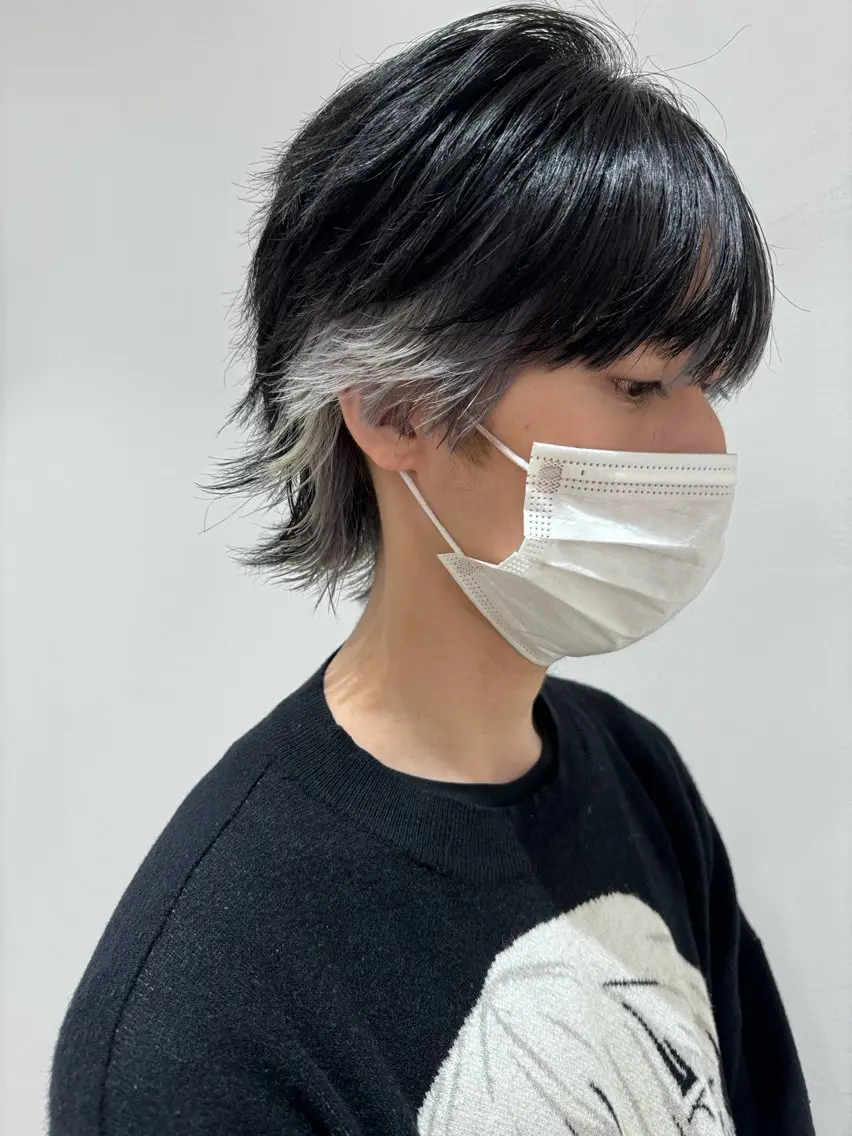 カラー メンズ メンズインナーカラー メンズウルフカット インナーカラー ウルフカット ヘアカラー 🐺ウルフ× ハイトーン🐺MOEのヘアスタイル