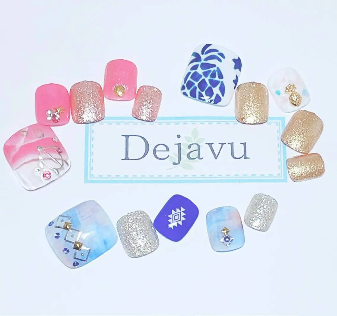 ネイル アートネイル フットネイル 夏ネイル Nail salon Dejavu 🌿のネイルデザイン