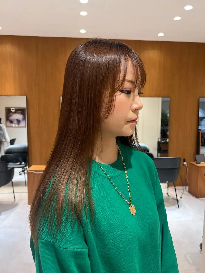 ロング パーマ 縮毛矯正 酸性ストレート ストレートパーマ 縮毛矯正 manami /ショ ート/カットモデルのヘアスタイル