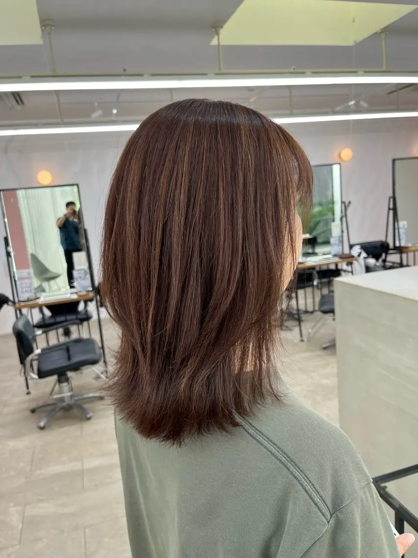 セミロング セミロングレイヤー ハイライト 髪質改善 レイヤーカット トリートメント ヘアカラー トリートメント 髪質改善/増田拓真 金沢市/内灘/美容室のヘアスタイル