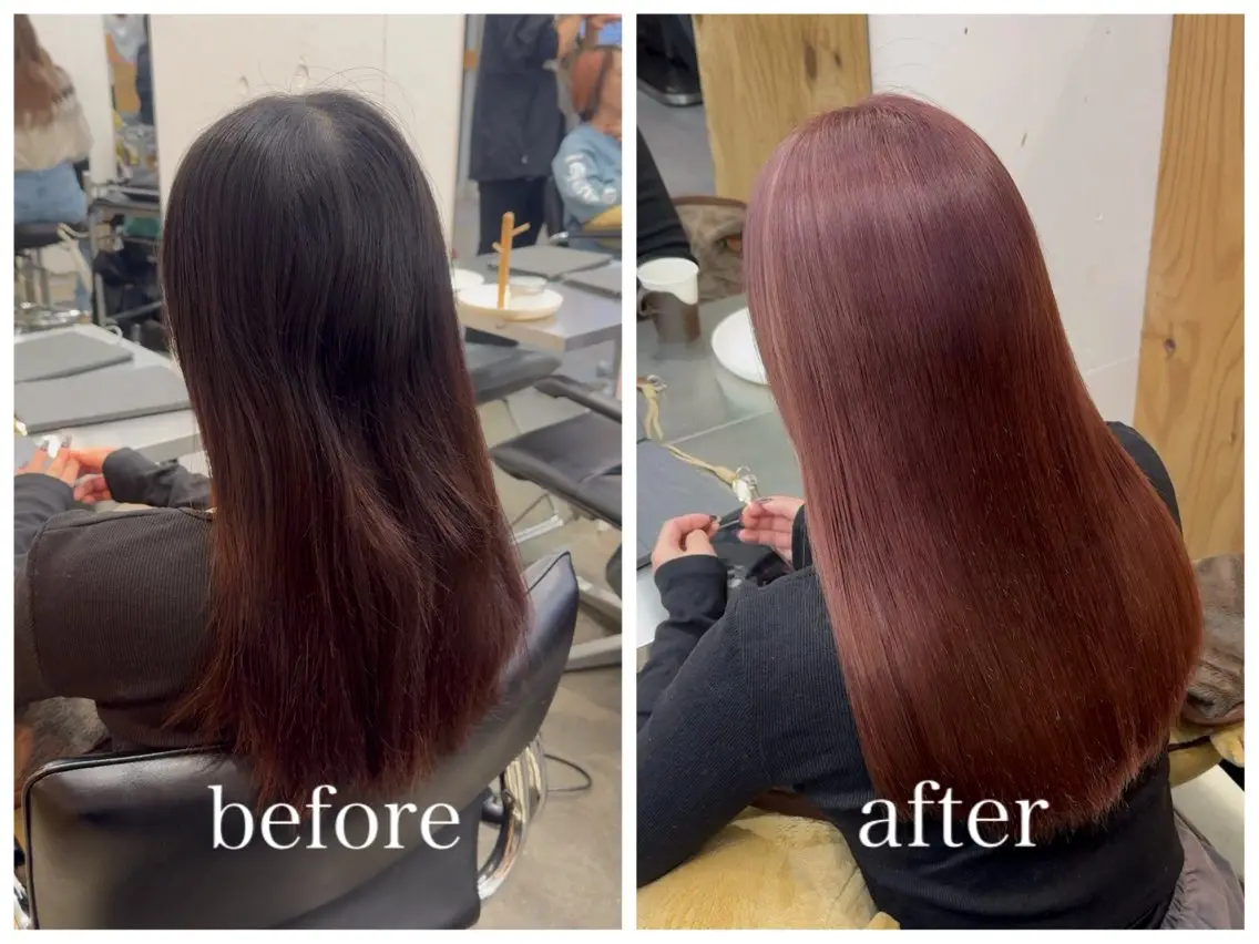 セミロング カラー ベージュカラー ブリーチ ピンクカラー ピンクベージュ 新宿 似合わせカラー HINAのヘアスタイル